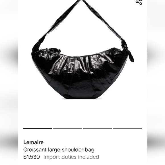 Lemaire Large Coated Linen Canvas Croissant Bag (black) - Picture 2 of 8